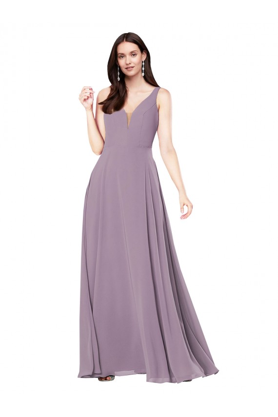 Soft Chiffon V-Neck Sleeveless V-Back Long Formal Evening Gown / Bridesmaid Dress Kent