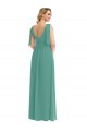 Soft Chiffon V-Neck Sleeveless V-Back Icelandic Silver Long Semi Formal Evening Dress / Bridesmaid Dress Kent