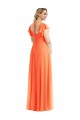 Soft Chiffon Square Neck Flutter Sleeves Open Back Long Semi Formal Evening Dress / Bridesmaid Dress Kent
