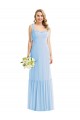 Soft Chiffon Spaghetti Straps Sleeveless Light Sky Blue Long Semi Formal Evening Dress / Bridesmaid Dress Kent