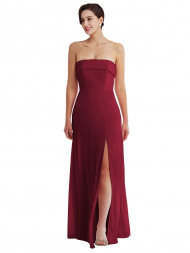 Soft Chiffon Strapless Sleeveless Low Back Long Formal Evening Gown / Bridesmaid Dress Kent