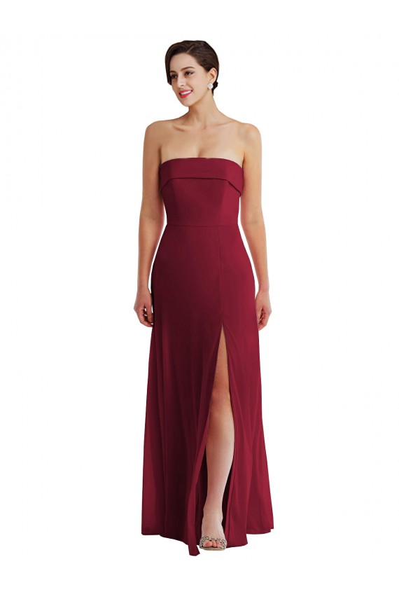 Soft Chiffon Strapless Sleeveless Low Back Long Formal Evening Gown / Bridesmaid Dress Kent
