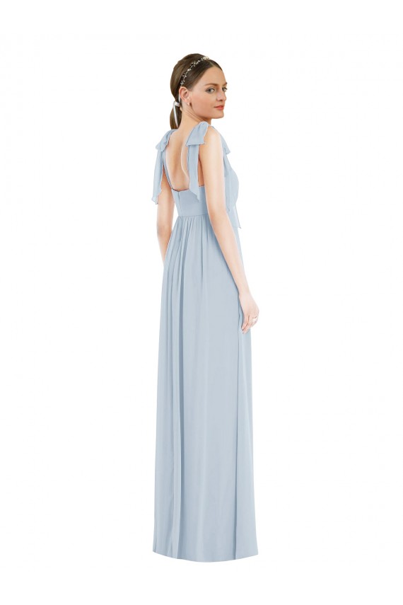 Soft Chiffon Spaghetti Straps Sleeveless Low Back Long Semi Formal Evening Dress / Bridesmaid Dress Kent