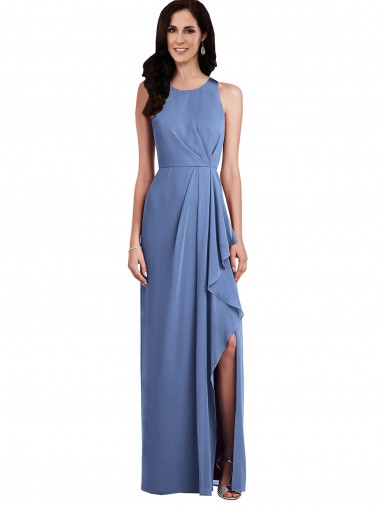 Soft Chiffon Jewel Neck Sleeveless Keyhole Back Long Bridesmaid Dress Kent