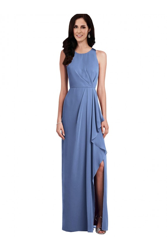 Soft Chiffon Jewel Neck Sleeveless Keyhole Back Long Bridesmaid Dress Kent