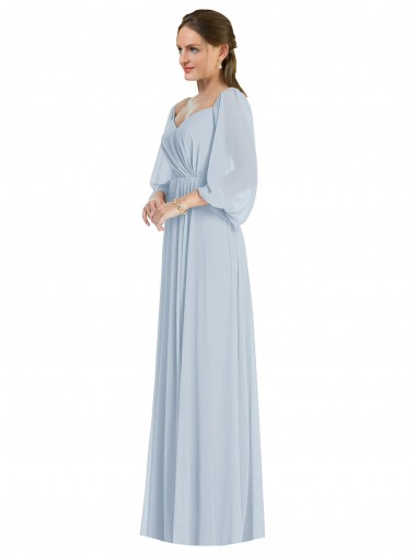 Soft Chiffon Off the Shoulder Puff Sleeves Long Formal Evening Gown / Bridesmaid Dress Kent