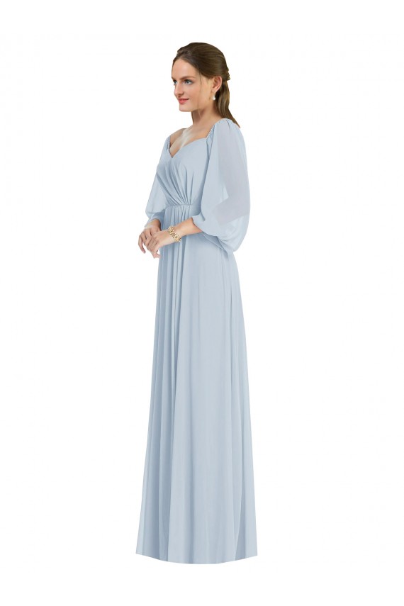 Soft Chiffon Off the Shoulder Puff Sleeves Long Formal Evening Gown / Bridesmaid Dress Kent