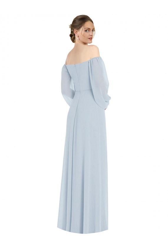 Soft Chiffon Off the Shoulder Puff Sleeves Long Formal Evening Gown / Bridesmaid Dress Kent