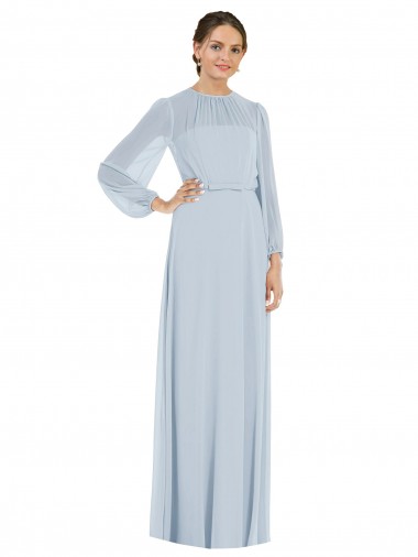 Soft Chiffon Strapless Puff Sleeves Keyhole Back Long Formal Evening Gown / Bridesmaid Dress Kent