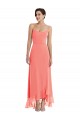 Soft Chiffon Spaghetti Straps Sleeveless Long High Low Bridesmaid Dress Kent