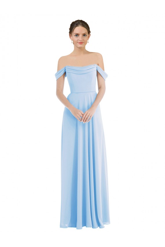 Soft Chiffon Off the Shoulder Sleeveless Long Formal Evening Gown / Bridesmaid Dress Kent