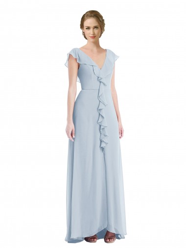 Soft Chiffon V-Neck Sleeveless V-Back Long Black Tie Evening Gown / Bridesmaid Dress Kent