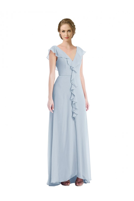 Soft Chiffon V-Neck Sleeveless V-Back Long Black Tie Evening Gown / Bridesmaid Dress Kent