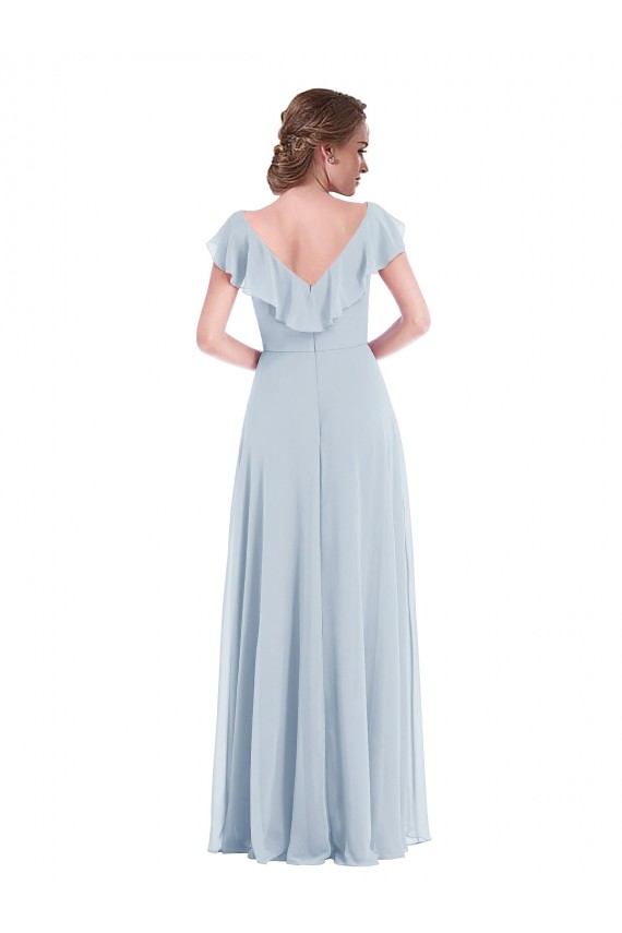 Soft Chiffon V-Neck Sleeveless V-Back Long Black Tie Evening Gown / Bridesmaid Dress Kent