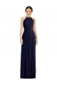 Soft Chiffon Halter Neck Sleeveless Open Back Dark Navy Long Semi Formal Evening Dress / Bridesmaid Dress Kent