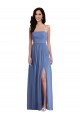 Soft Chiffon Spaghetti Straps Sleeveless Low Back Windsor Blue Long Semi Formal Evening Dress / Bridesmaid Dress Kent