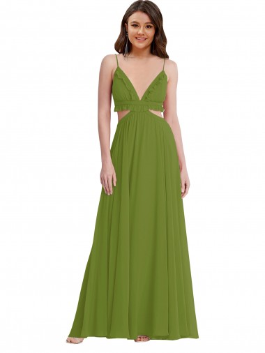 Soft Chiffon V-Neck Sleeveless Open Back Long Plus Size Evening Gown / Bridesmaid Dress Kent