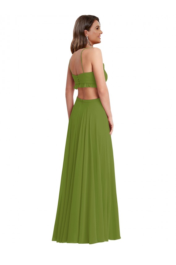 Soft Chiffon V-Neck Sleeveless Open Back Long Plus Size Evening Gown / Bridesmaid Dress Kent