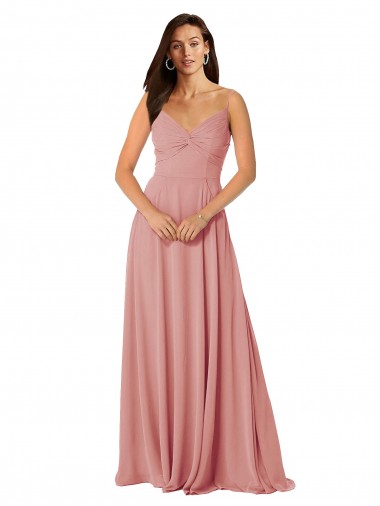 Lxue Chiffon V-Neck Sleeveless V-Back Bliss Pink Long Bridesmaid Dress Kent