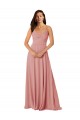Lxue Chiffon V-Neck Sleeveless V-Back Bliss Pink Long Bridesmaid Dress Kent