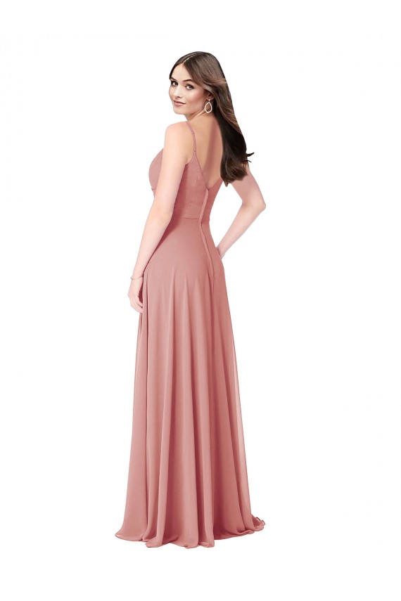 Lxue Chiffon V-Neck Sleeveless V-Back Bliss Pink Long Bridesmaid Dress Kent