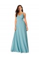 Soft Chiffon V-Neck Sleeveless Turquoise Long Bridesmaid Dress Kent