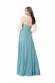 Soft Chiffon V-Neck Sleeveless Turquoise Long Bridesmaid Dress Kent