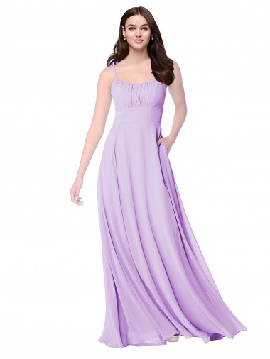 Soft Chiffon Scoop Neck Sleeveless Long Bridal Party Dress Kent