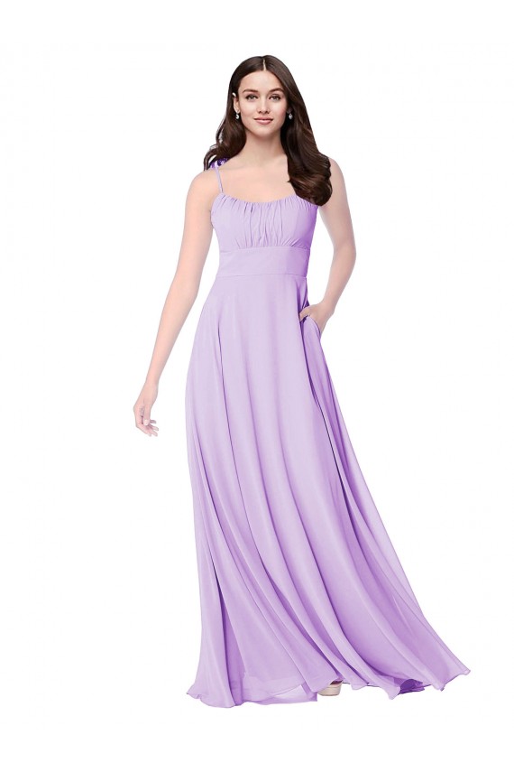 Soft Chiffon Scoop Neck Sleeveless Long Bridal Party Dress Kent