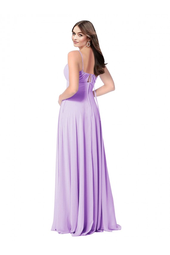 Soft Chiffon Scoop Neck Sleeveless Long Bridal Party Dress Kent