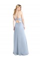 Chiffon Halter Neck Sleeveless Open Back Long Bridesmaid Evening Dress Kent