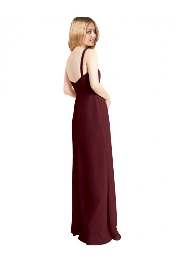 Soft Chiffon Square Neck Sleeveless Low Back Long Bridesmaid Dress Kent