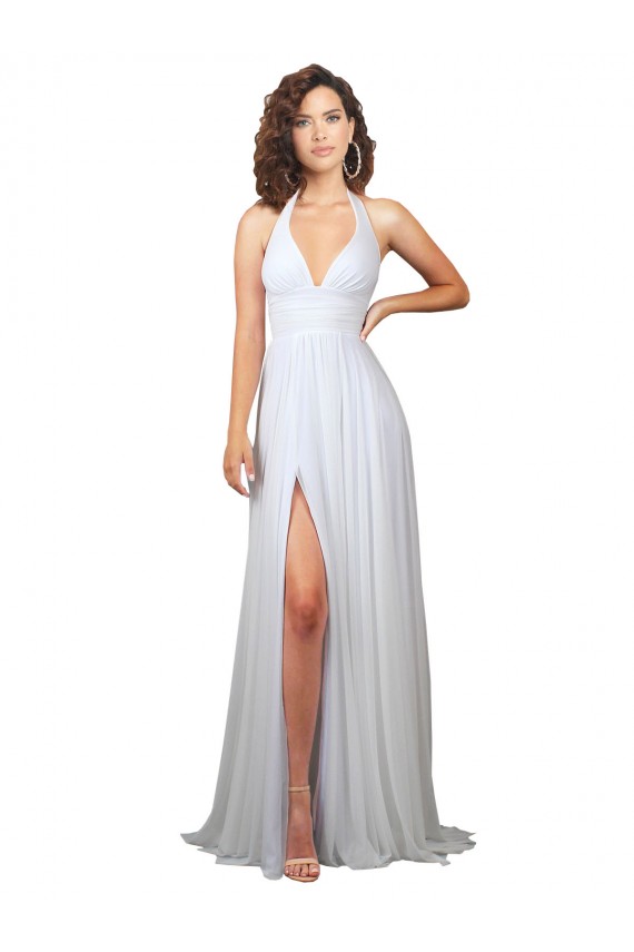 Soft Chiffon V-Neck Sleeveless Low Back Sweep Train Beach Wedding Dress Kent