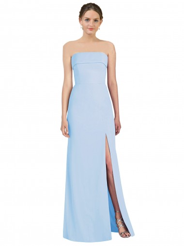 Soft Chiffon Strapless Sleeveless Low Back Long Black Tie Evening Gown / Bridesmaid Dress Kent