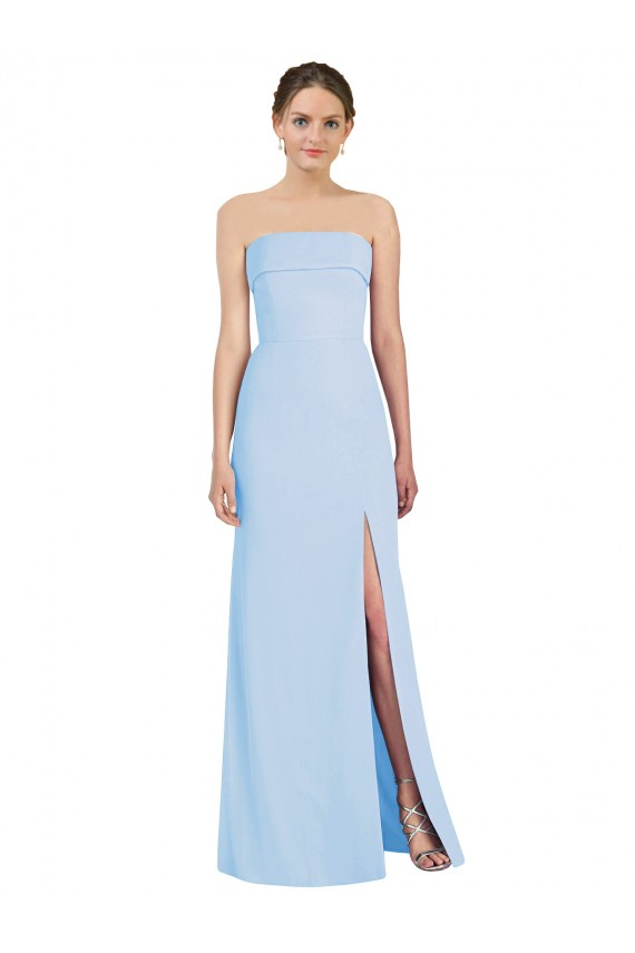 Soft Chiffon Strapless Sleeveless Low Back Long Black Tie Evening Gown / Bridesmaid Dress Kent