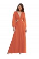 Soft Chiffon V-Neck Long Sleeves Open Back Long High Low Evening Gown / Bridesmaid Dress Kent