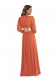 Soft Chiffon V-Neck Long Sleeves Open Back Long High Low Evening Gown / Bridesmaid Dress Kent