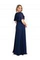 Soft Chiffon V-Neck Short Flutter Sleeves Long Formal Plus Size Evening Gown / Prom Dress / Bridesmaid Dress Kent