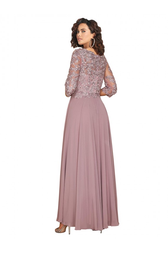 Soft Chiffon V-Neck Long Sleeves Long Prom Dress / Bridesmaid Dress Kent