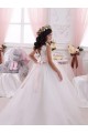 Tulle & Lace Bateau Neck Sleeveless V-Back Chapel Train Flower Girl Dress Kent
