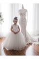 Tulle & Lace Bateau Neckline Sleeveless Chapel Train Flower Girl Dress Kent