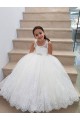 Tulle & Lace High Neck Sleeveless Keyhole Back Long Flower Girl Dress for Wedding Kent