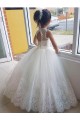 Tulle & Lace High Neck Sleeveless Keyhole Back Long Flower Girl Dress for Wedding Kent