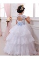 Tulle & Lace Sweetheart Cap Sleeves Chapel Train Flower Girl Dresses Kent
