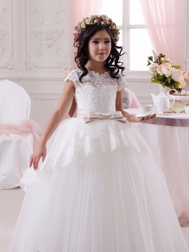 Tulle & Lace Sweetheart Sleeveless Long Flower Girl Dresses Kent