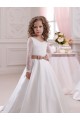 Satin & Lace V-Neck Long Sleeves Chapel Train Flower Girl Dress Kent