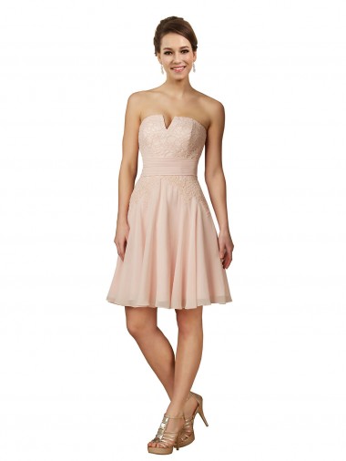 Soft Chiffon & Lace Sweetheart Sleeveless Knee Length Bridesmaid Dress Kent