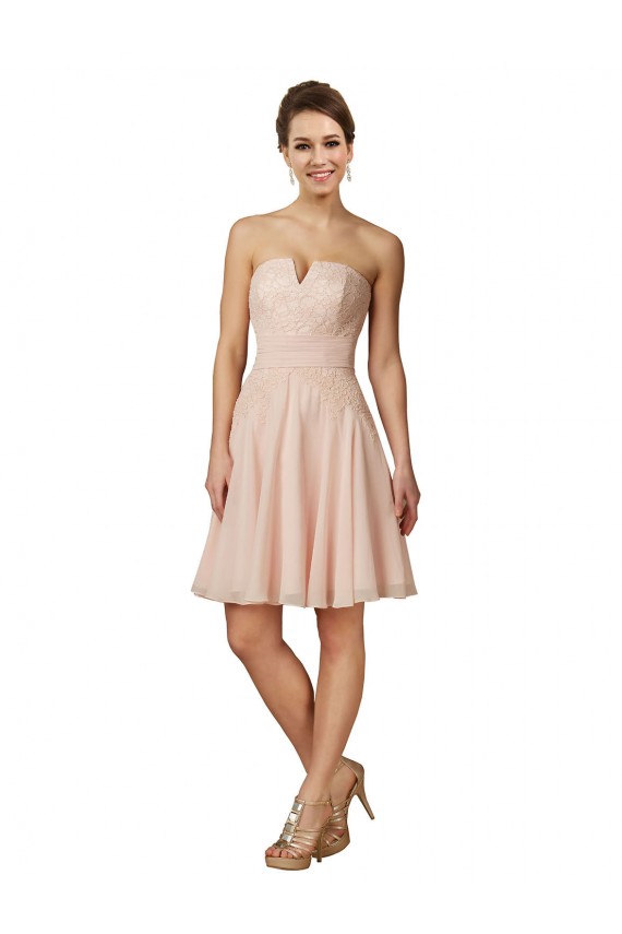 Soft Chiffon & Lace Sweetheart Sleeveless Knee Length Bridesmaid Dress Kent