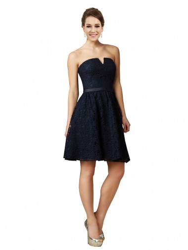 Lace V-Neck Sleeveless Knee Length Bridesmaid Dress Kent