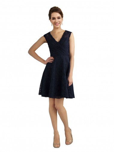 Lace V-Neck Sleeveless Knee Length Bridesmaid Dress / Evening Dress Kent